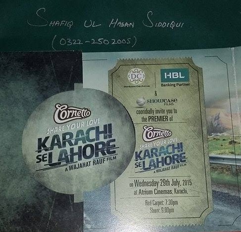 Thanks To Wajahat Rauf For Premiere Invitation