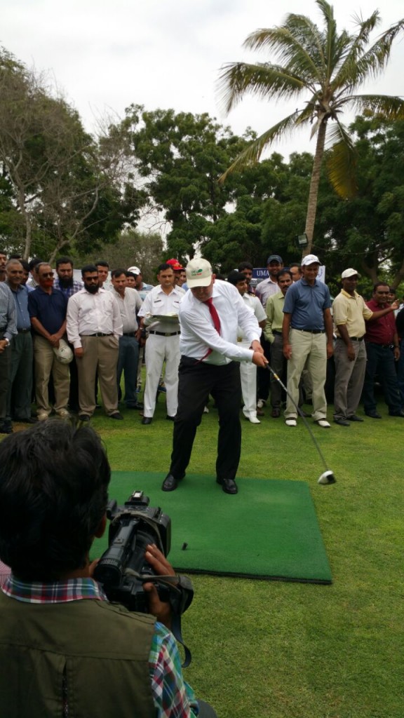 General Manager of Turkish Airlines in Pakistan (Sindh Region) Mr Fatih Atacen Temel playing golf at the Opening Ceremony of (CNS) Open Golf Championship 2015