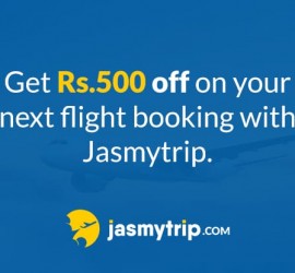 Register on Jasmytrip.com and get Rs.500 off on your next flight booking